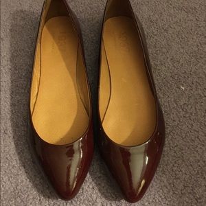 Madewell Patent Leather Flats, burgundy, size 8.5